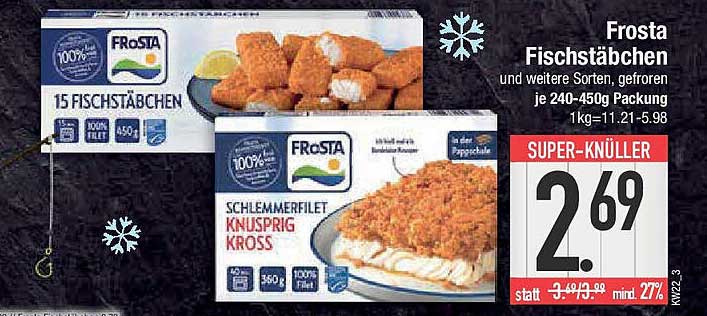 Frosta Fischstäbchen und Schlemmerschnitte, gefroren