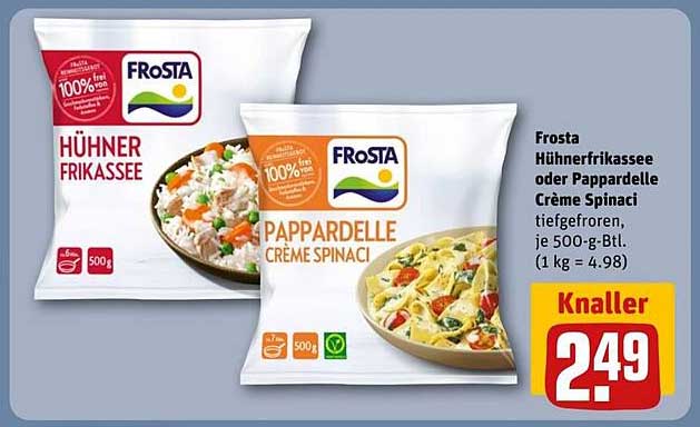 Frosta Hühnerfrikassee oder Pappardelle Crème Spinaci tiefgefroren, je 500-g-Btl.