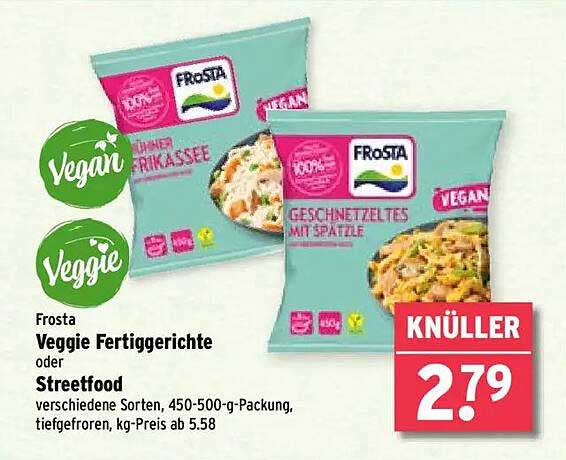 Frosta Veggie Fertiggerichte oder Streetfood - verschiedene Sorten, 450-500-g-Packung, tiefgefroren