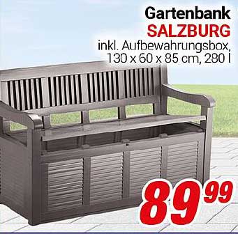 Gartenbank SALZBURG inkl. Aufbewahrungsbox, 130 x 60 x 85 cm, 280 l