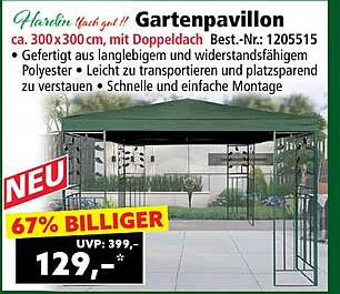 Gartenpavillon ca. 300 x 300 cm, mit Doppeldach