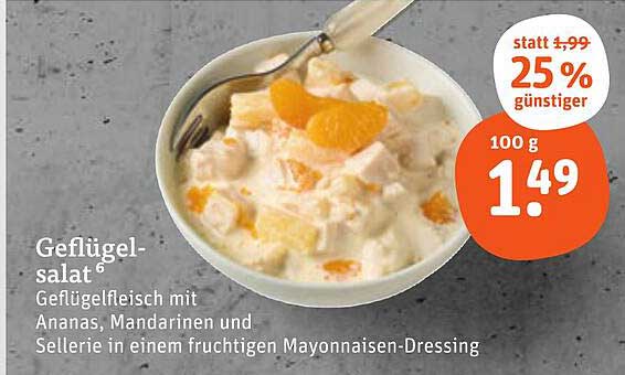 Geflügelsalat mit Ananas, Mandarinen und Sellerie