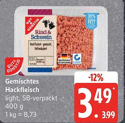 Gemischtes Hackfleisch light, SB-verpackt 400 g
