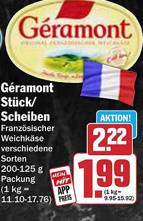 Géramont Stück/Scheiben - Französischer Weichkäse