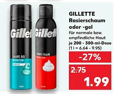 GILLETTE Rasiergel oder -schaum für normale bzw. empfindliche Haut