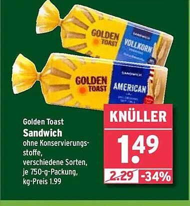 Golden Toast Sandwich - ohne Konservierungsstoffe