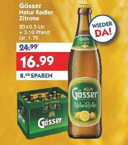 Gösser Natur Radler Zitrone 20x0.5 Ltr.