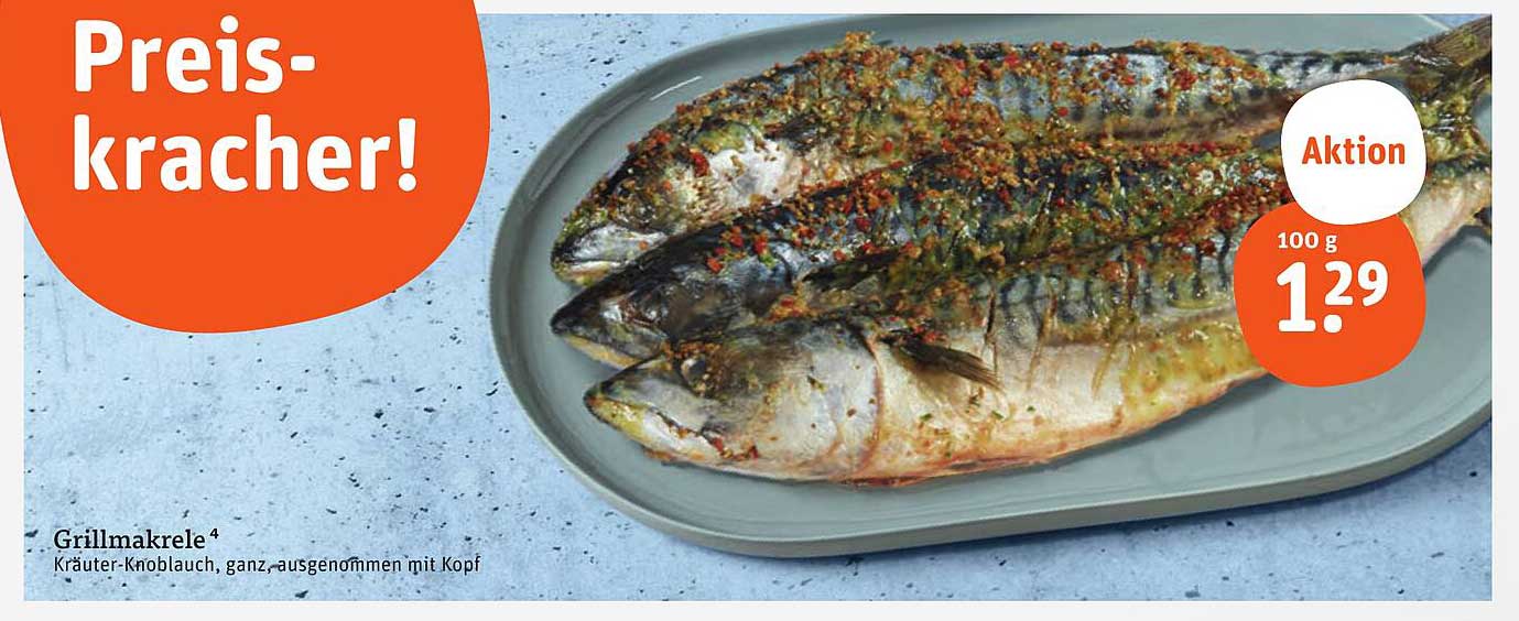 Grillmakrele – Kräuter-Knoblauch, ganz, ausgenommen mit Kopf