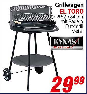 Grillwagen EL TORO Ø 52 x 84 cm, mit Rädern, Rundgrill, Metall