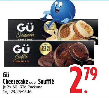 Gü Cheesecake oder Soufflé je 2x 60–92g Packung