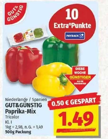 GUT& GÜNSTIG Paprika-Mix Tricolor 500g