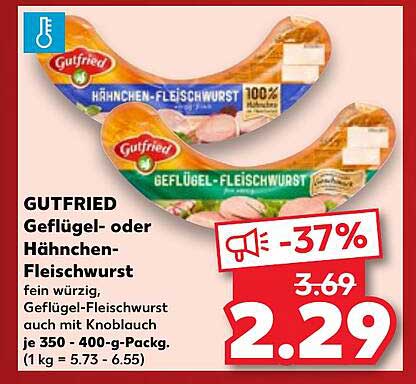 GUTFRIED Geflügel- oder Hähnchen-Fleischwurst
