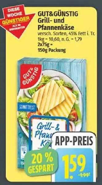 GUT&günstig Grill- und Pfannenkäse 150g Packung