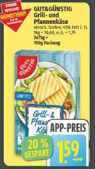 GUT&GÜNSTIG Grill- und Pfannenkäse 150g Packung