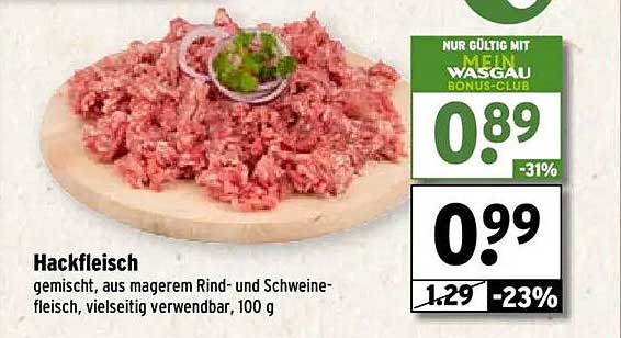 Hackfleisch gemischt, aus magerem Rind- und Schweinefleisch, vielseitig verwendbar, 100 g