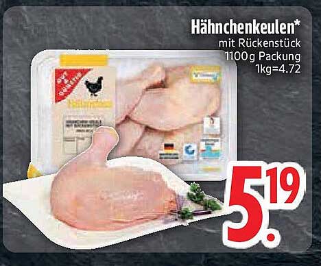 Hähnchenkeulen* mit Rückenstück 1100g Packung