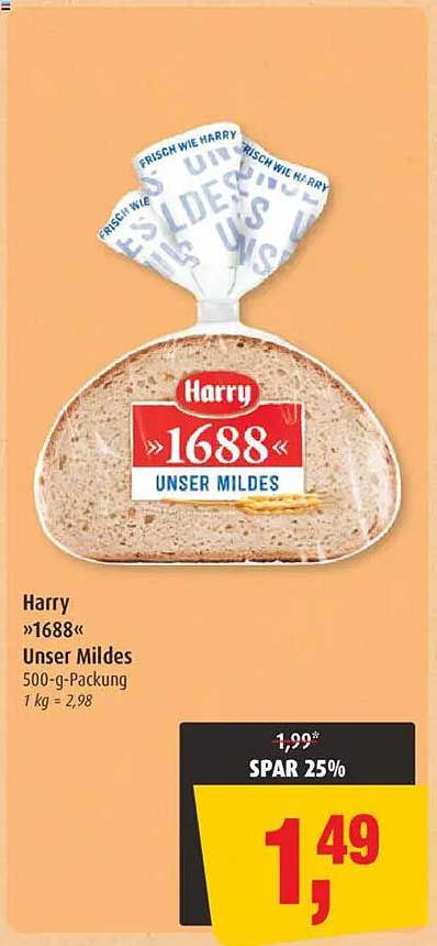 Harry »1688« Unser Mildes 500-g-Packung, jetzt nur 1,49€