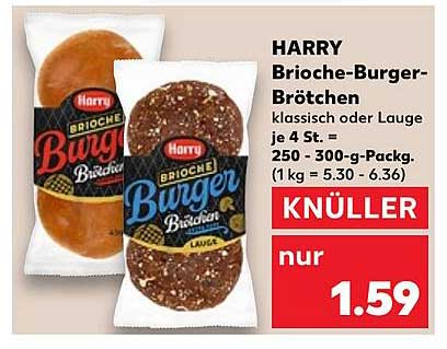 HARRY Brioche-Burger-Brötchen klassisch oder Lauge je 4 St.