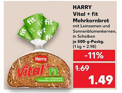 HARRY Vital + fit Mehrkornbrot mit Leinsamen und Sonnenblumenkerne