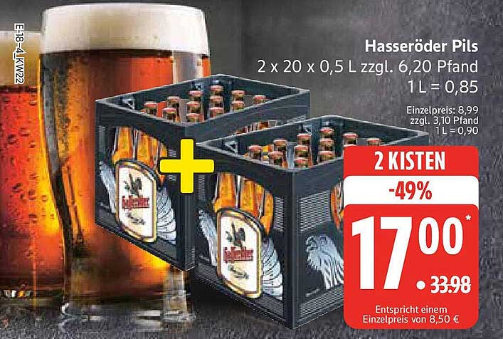 Hasseröder Pils – 2 Kisten (2 x 20 x 0,5 L) zum Highlight-Preis