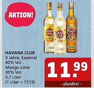 Havana Club 3 Jahre, Especial 40% Vol., Mango Lime 30% Vol., 0,7 Liter