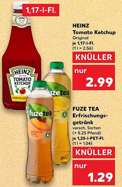 HEINZ Tomato Ketchup & FUZE TEA Erfrischungsgetränk im Angebot