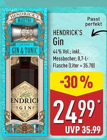 HENDRICK'S Gin 0,7-L-Flasche mit Messbecher