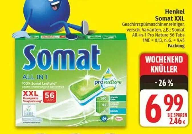 Henkel Somat XXL Geschirrspülmaschinenreiniger, 56 Tabs