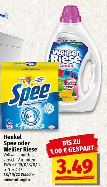 Henkel Spee oder Weißer Riese Vollwaschmittel (versch. Varianten)