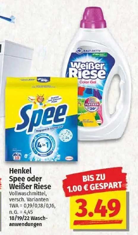 Henkel Spee oder Weißer Riese Vollwaschmittel, verschiedene Varianten