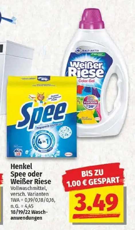 Henkel Spee oder Weißer Riese Vollwaschmittel, verschiedene Varianten