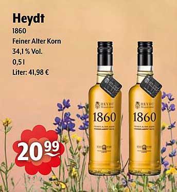 Heydt 1860 Feiner Alter Korn 34,1 % Vol - 0,5 l Flasche
