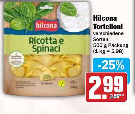 Hilcona Tortelloni verschiedene Sorten 500 g Packung