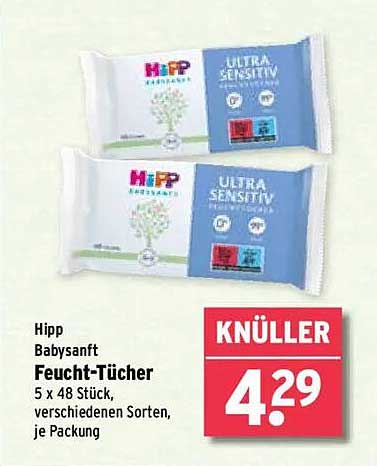 Hipp Babysanft Feucht-Tücher 5 x 48 Stück, verschiedenen Sorten, je Packung