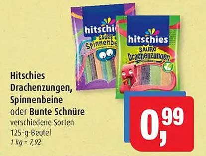 Hitschies Drachenzungen, Spinnenbeine oder Bunte Schnüre 125-g-Beutel