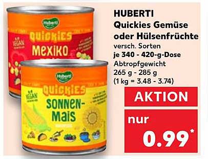 HUBERTI Quickies Gemüse oder Hülsenfrüchte 340-420 g Dose