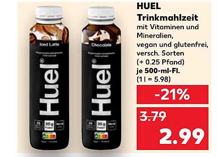 HUEL Trinkmahlzeit mit Vitaminen und Mineralien, vegan und glutenfrei, verschiedene Sorten