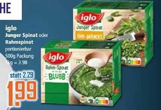 iglo Junge Spinat oder Rahmspinat portionierbar 500g