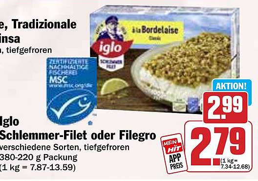 Iglo Schlemmer-Filet oder Filegro, verschiedene Sorten, tiefgefroren