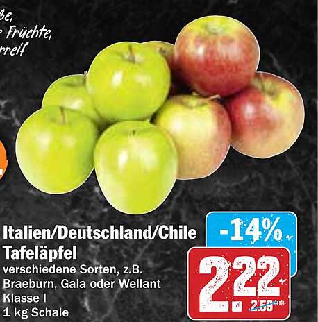 Italien/Deutschland/Chile Tafeläpfel 1 kg Schal