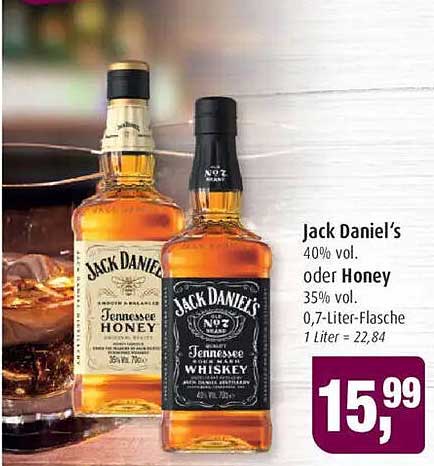 Jack Daniel's Whiskey und Tennessee Honey - 0,7 Liter Flasche