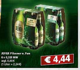 JEVER Pilsener o. Fun 6 x 0,33l MW