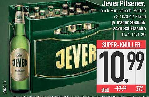 Jever Pilsener, verschiedene Sorten