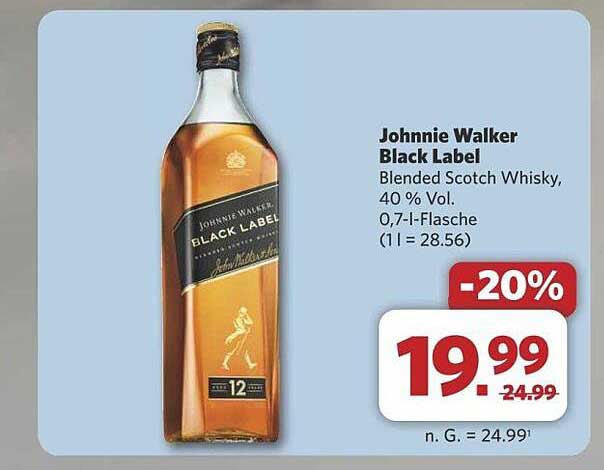 Johnnie Walker Black Label 12 Jahre Blended Scotch Whisky, 0,7 l