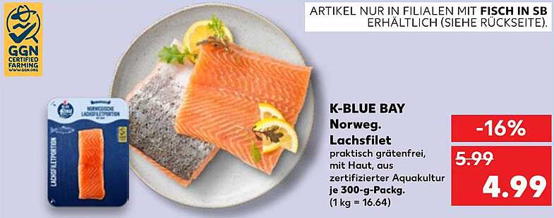 K-BLUE BAY Norweg. Lachsfilet 300-g-Pack