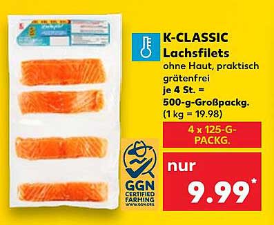 K-CLASSIC Lachsfilets ohne Haut, praktisch grätenfrei