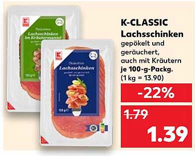 K-CLASSIC Lachsschinken gepökelt und geräuchert