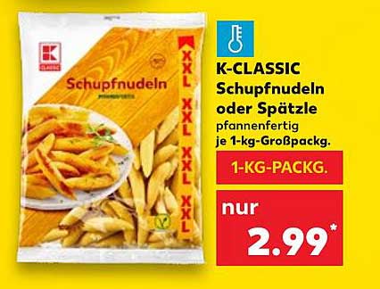 K-CLASSIC Schupfnudeln oder Spätzle 1-kg-Großpackung