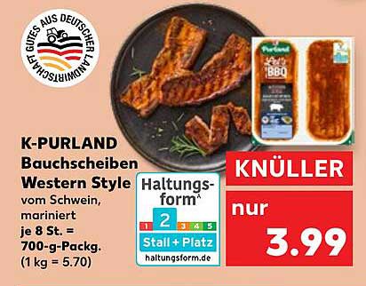 K-PURLAND Bauchschnitten Western Style vom Schwein, mariniert