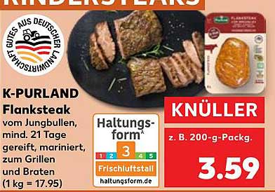 K-PURLAND Flanksteak vom Jungbullen – Knüllerpreis!